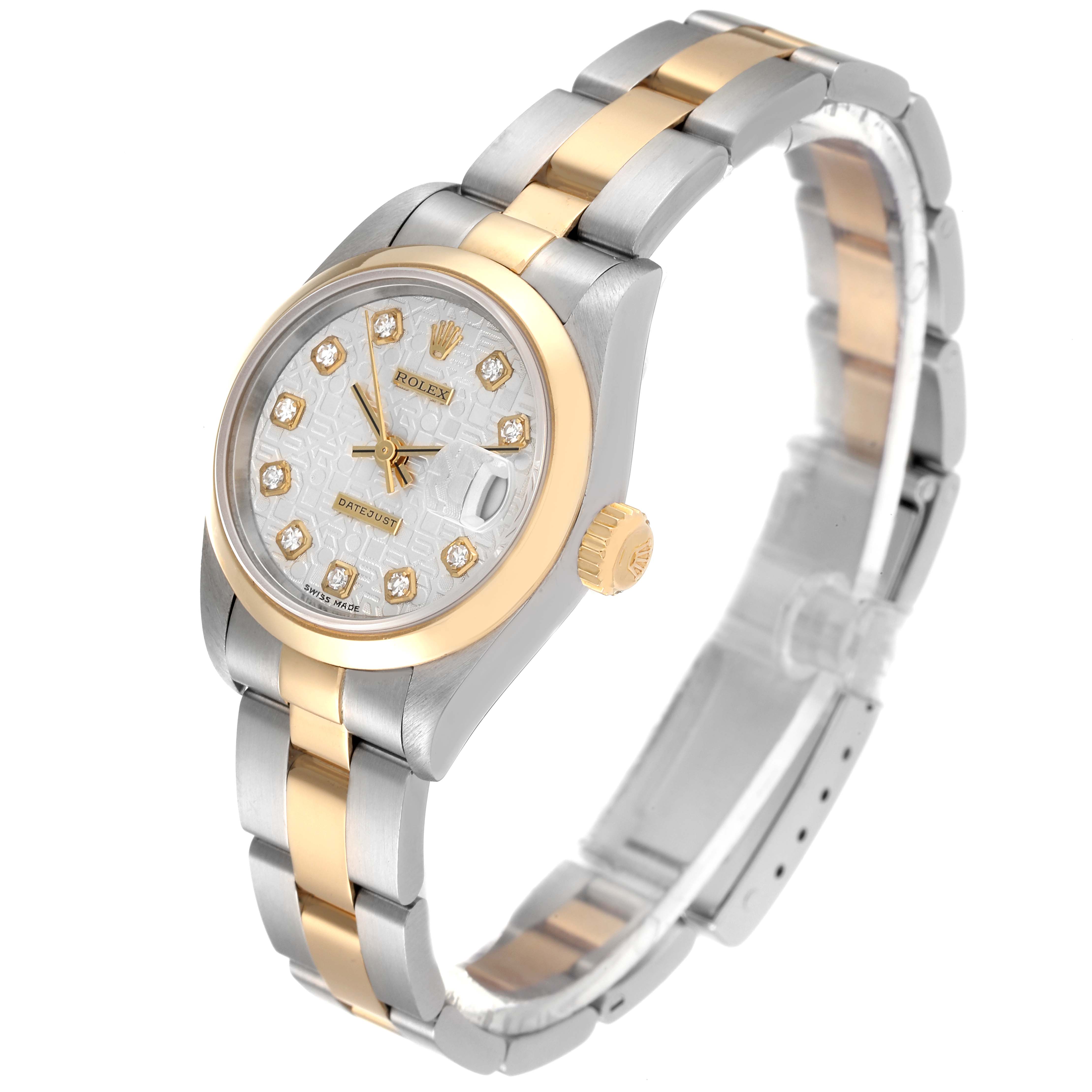 The image shows a Rolex Datejust 69163 Women's Steel and Gold (two tone) Silver Dial 69163 Women's Steel and Gold (two tone) Silver Dial watch at a slight angle, displaying the dial, case, bracelet, and crown.