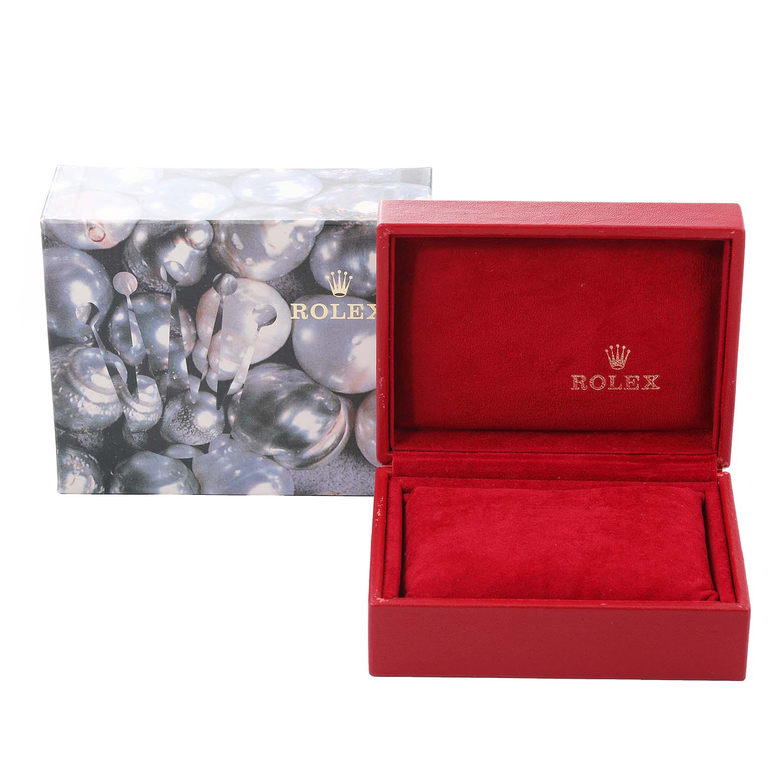 The image shows a Rolex Datejust 69173 Women's Steel and Gold (two tone) Beige Dial 69173 Women's Steel and Gold (two tone) Beige Dial watch box and outer packaging from a front angle.