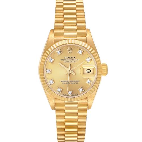 Photo of Rolex President Datejust Yellow Gold Diamond Dial Ladies Watch 69178