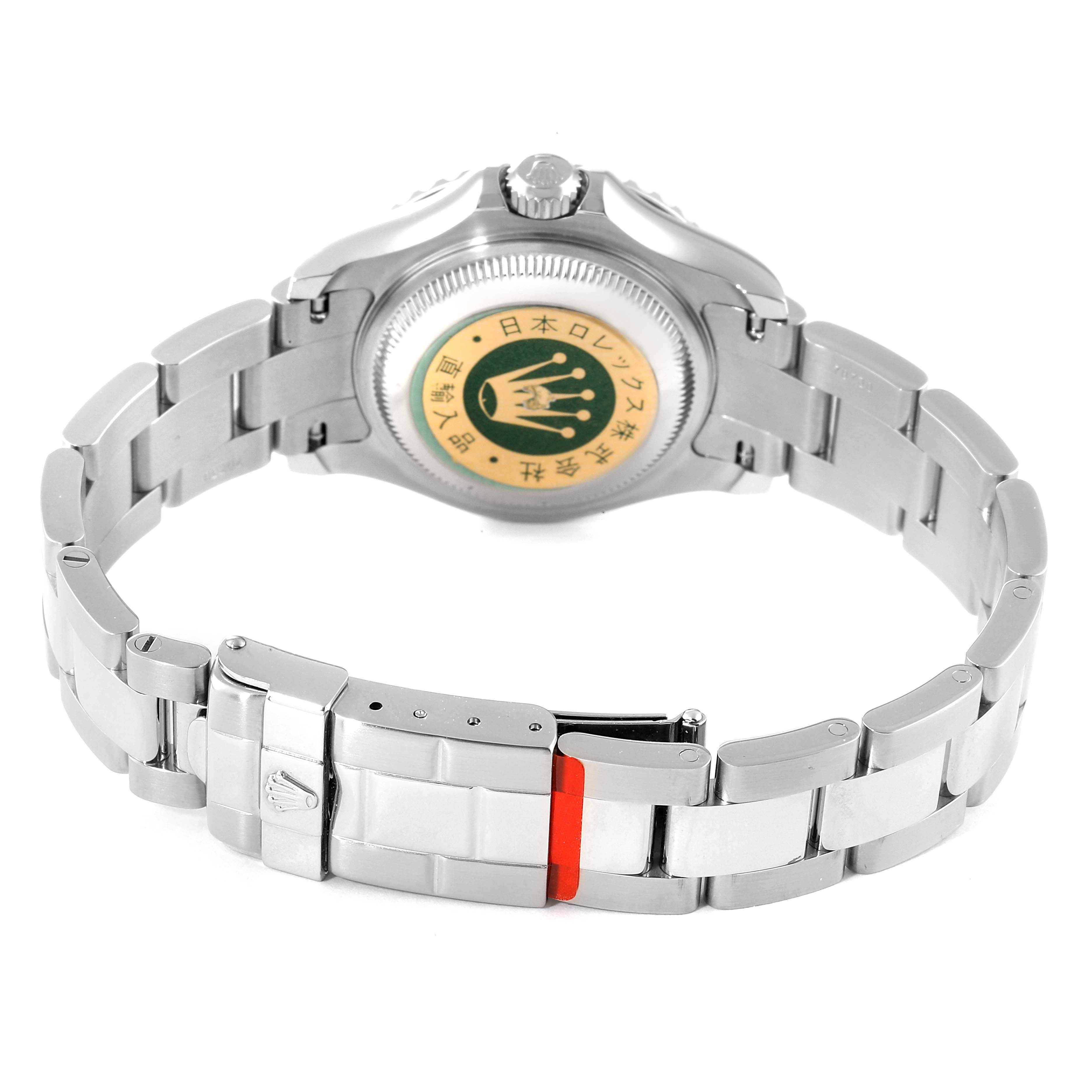 The image shows the back and bracelet of a Rolex Yacht-Master 169622 Women's Stainless Steel Silver Dial 169622 Women's Stainless Steel Silver Dial watch.