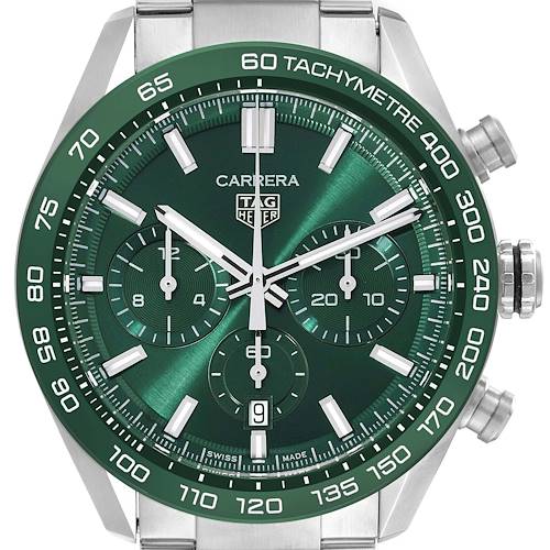 Photo of Tag Heuer Carrera Chronograph Green Dial Steel Mens Watch CBN2A1N Unworn
