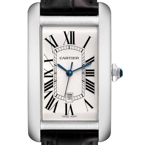 Photo of Cartier Tank Americaine 18K White Gold Large Mens Watch W2603256 Box Card