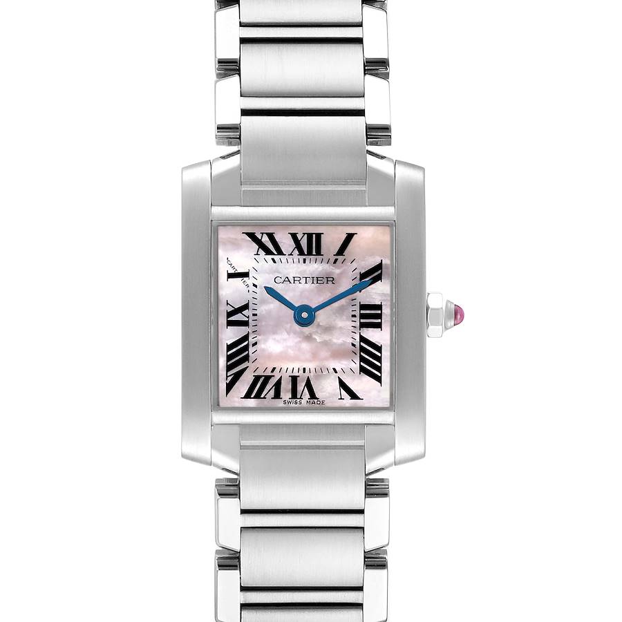 Cartier Tank Francaise Mother Of Pearl Dial Steel Ladies Watch W51028Q3 SwissWatchExpo