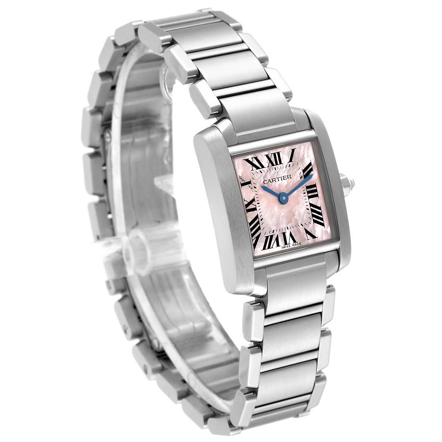 Cartier Tank Francaise Pink Mother of Pearl Steel Ladies Watch