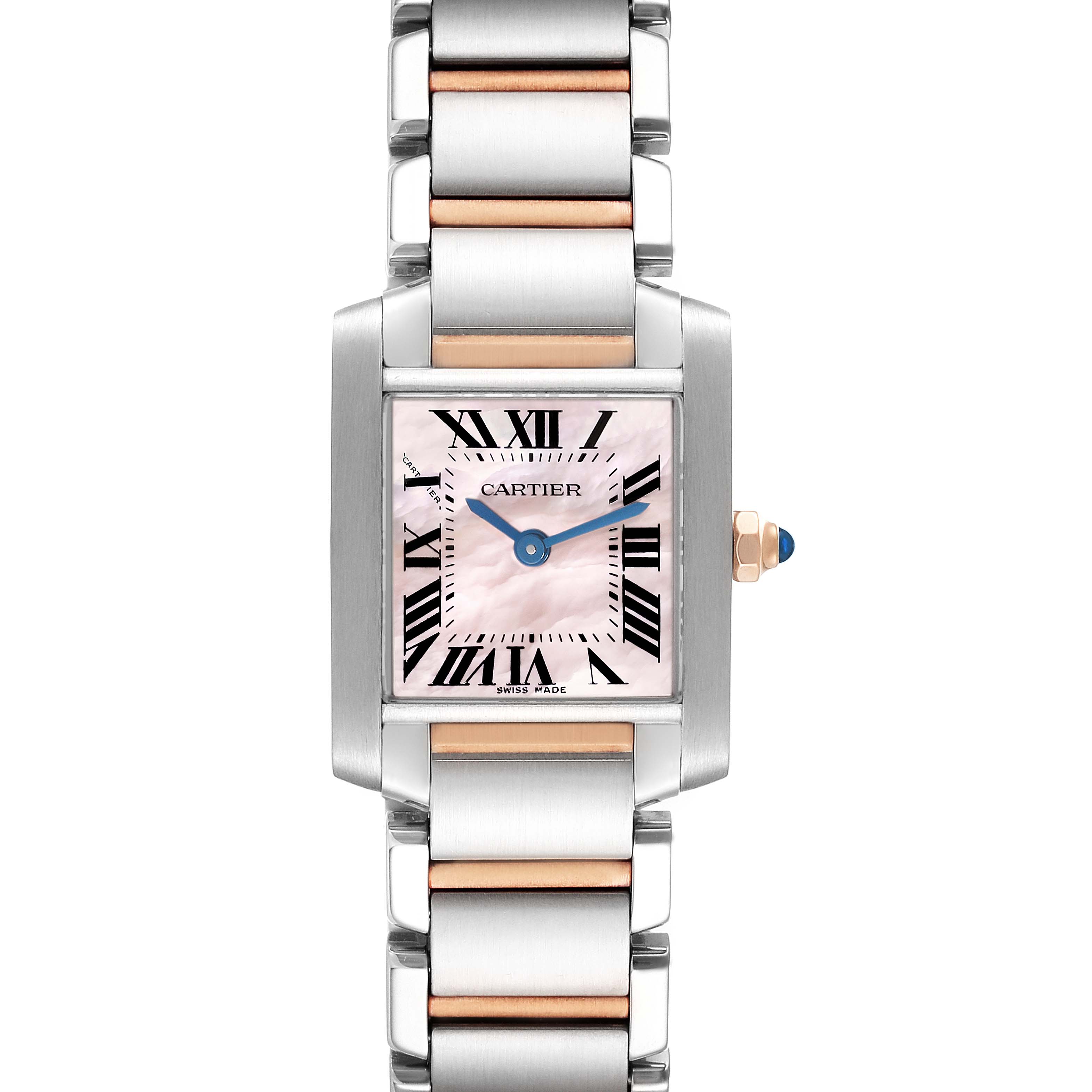 Cartier Tank Francaise Small 18K Rose Gold/Steel Pink Mop Dial Ladies Watch 2384