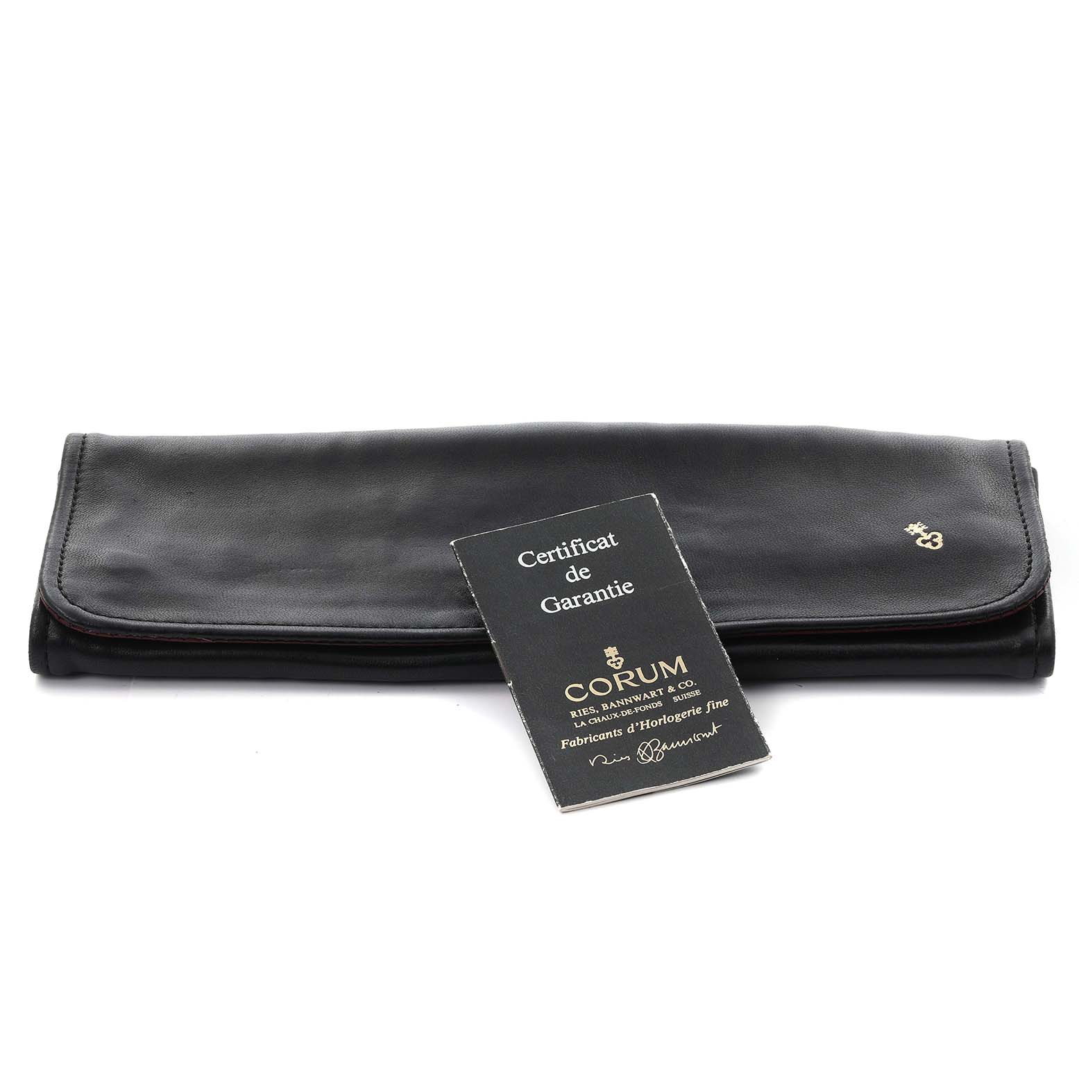 The image shows the packaging and certificate for the Corum 1887 Women's Yellow Gold Champagne Dial 1887 Women's Yellow Gold Champagne Dial Yellow Gold 5 Dollars Coin Diamond Ladies Watch, Year 1887 model.