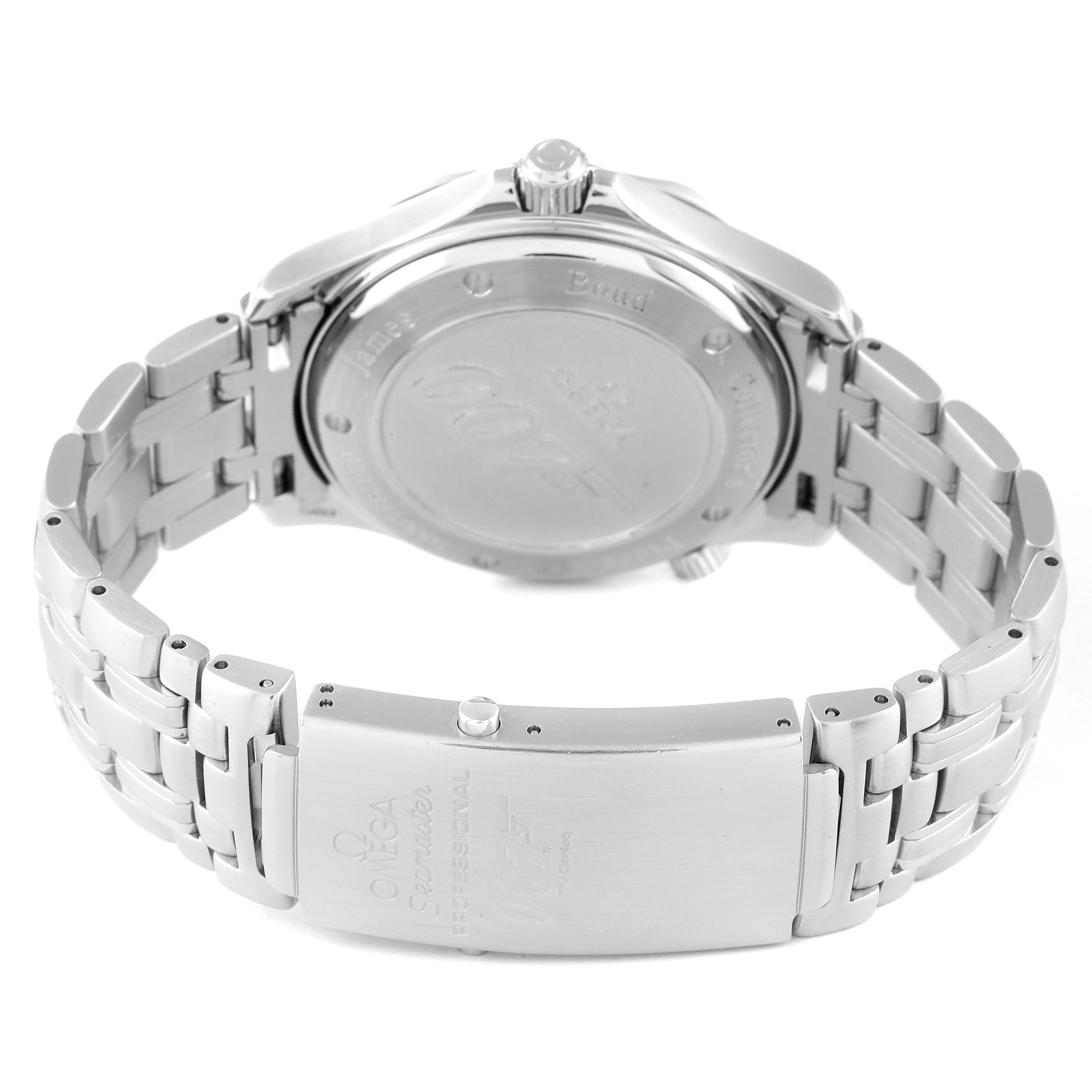 The image shows the back case and bracelet clasp of the Omega Seamaster 212.30.41.20.01.001 Men's Stainless Steel Black Dial 212.30.41.20.01.001 Men's Stainless Steel Black Dial watch from a rear angle. 