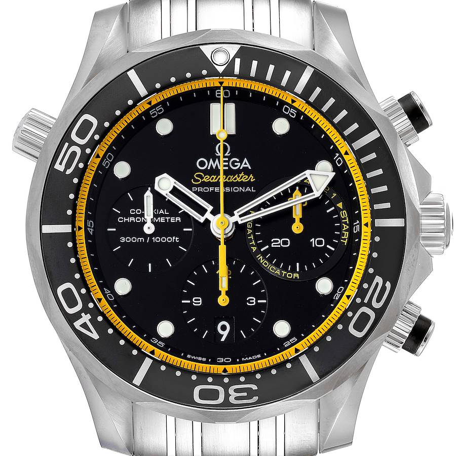 Omega Seamaster Regatta Yellow Hands Mens Watch 212.30.44.50.01.002 Box Card SwissWatchExpo