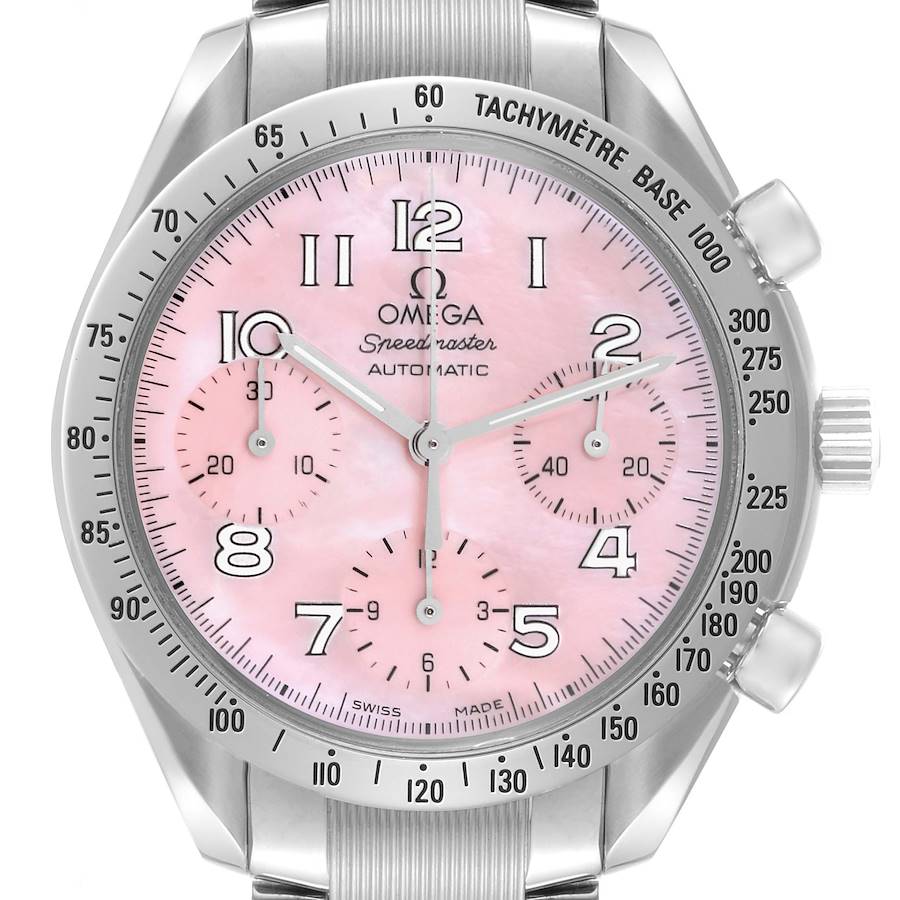 Omega Speedmaster Reduced Pink Mother Of Pearl Dial Mens Watch 3502.78.00 Card SwissWatchExpo
