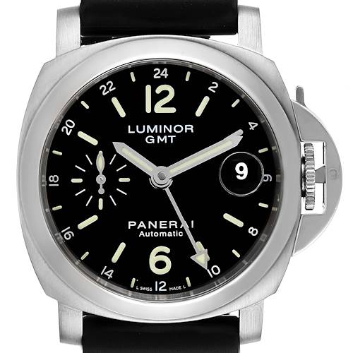 Photo of Panerai Luminor GMT 40mm Black Dial Steel Mens Watch PAM00244 Box Papers