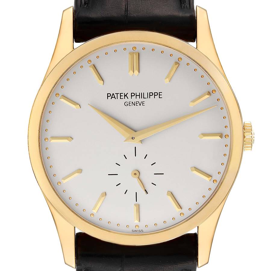 Patek Philippe Calatrava Yellow Gold Silver Dial Mens Watch 5196 SwissWatchExpo