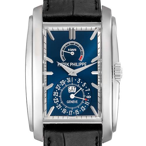 Photo of Patek Philippe Gondolo Day Date White Gold Blue Dial Watch 5200 Papers