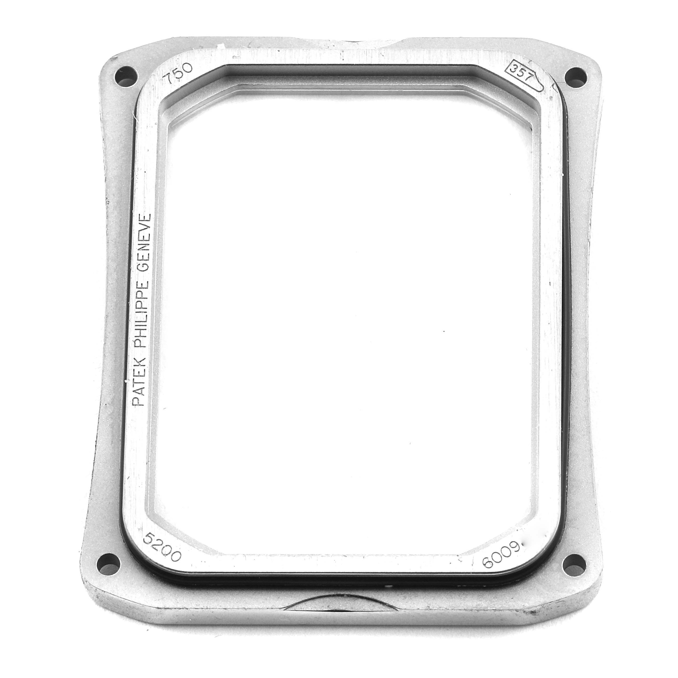 The image shows the front view of the case frame for a Patek Philippe Gondolo 5200G-010 Men's White Gold Silver Dial 5200G-010 Men's White Gold Silver Dial watch.