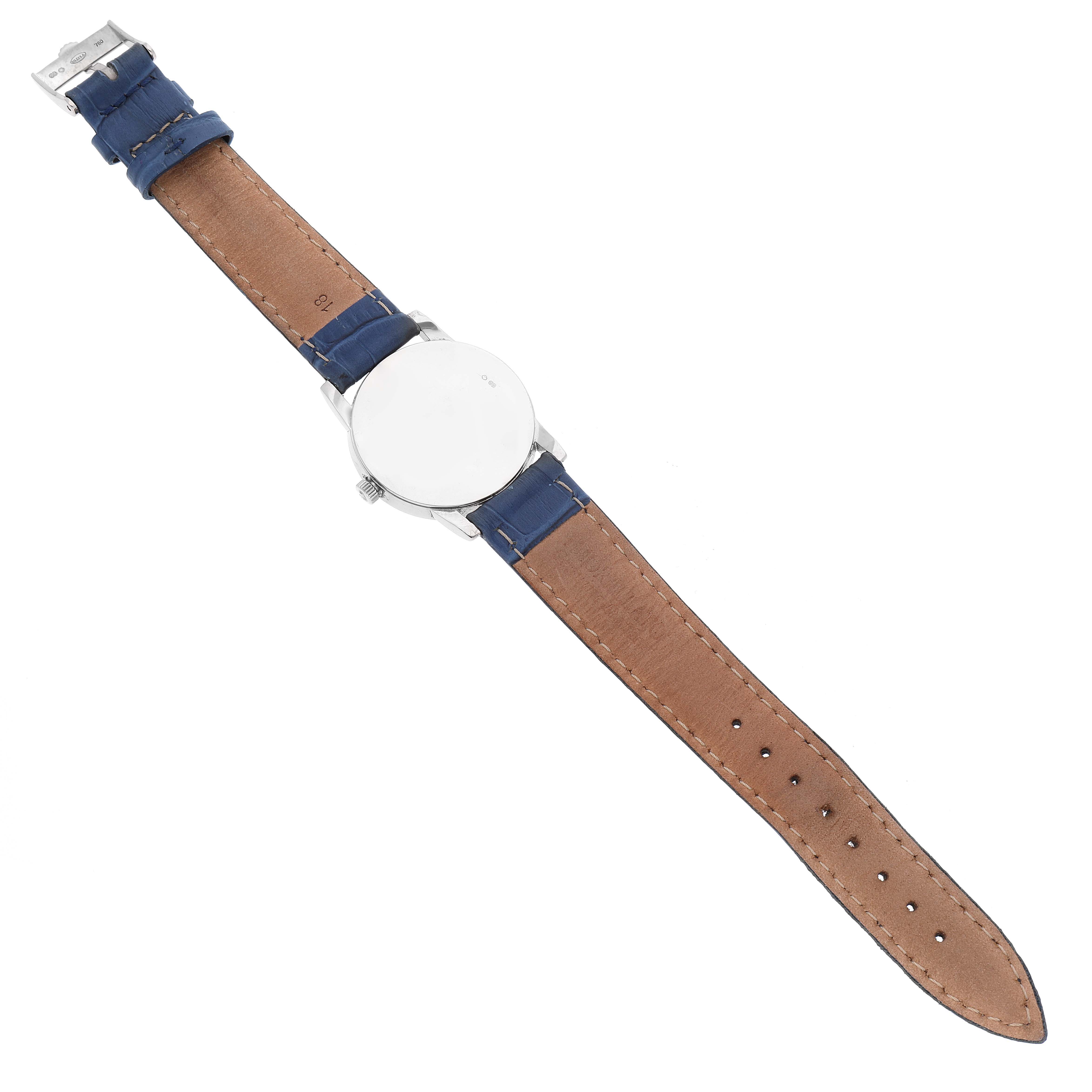 The image shows the back view of a Rolex Cellini 5116 Men's White Gold Silver Dial 5116 Men's White Gold Silver Dial watch, highlighting the strap and case back.