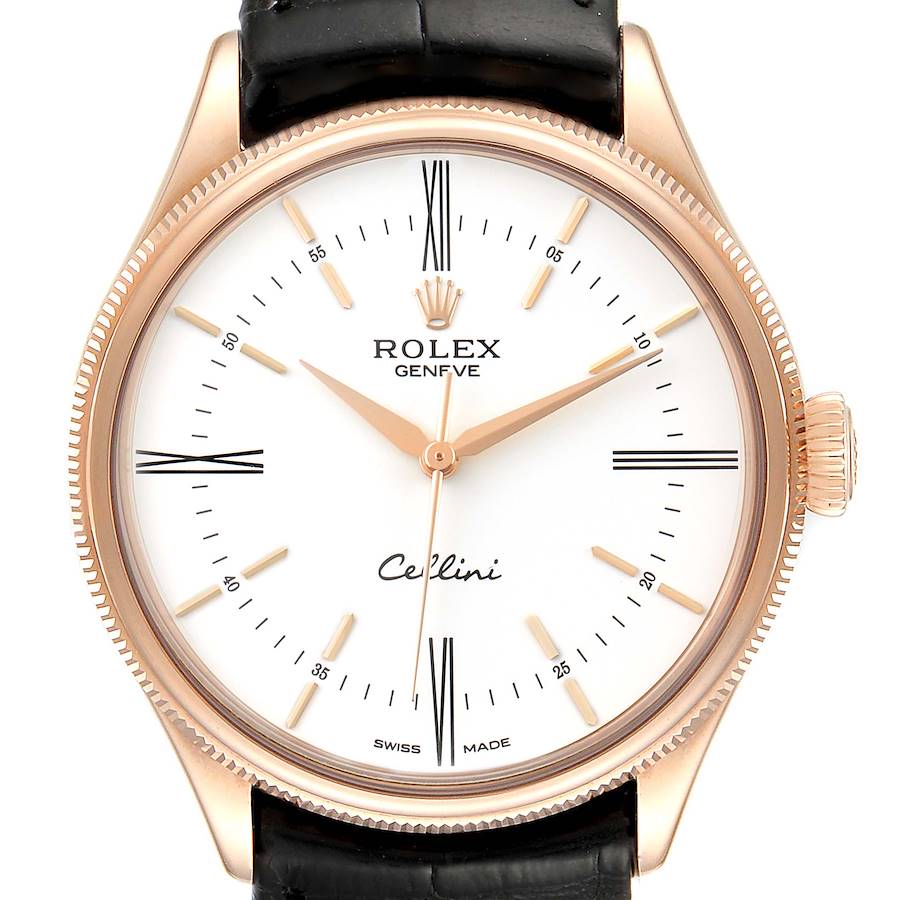Rolex Cellini Time 18K EveRose Gold White Dial Mens Watch 50505 Box SwissWatchExpo