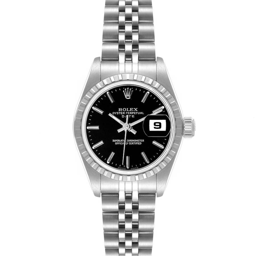 Rolex Date 26 Black Dial Oyster Bracelet Ladies Watch 79240 SwissWatchExpo