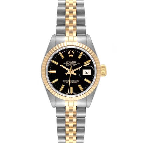 Photo of Rolex Datejust 26mm Steel Yellow Gold Black Dial Ladies Watch 69173 Box Papers