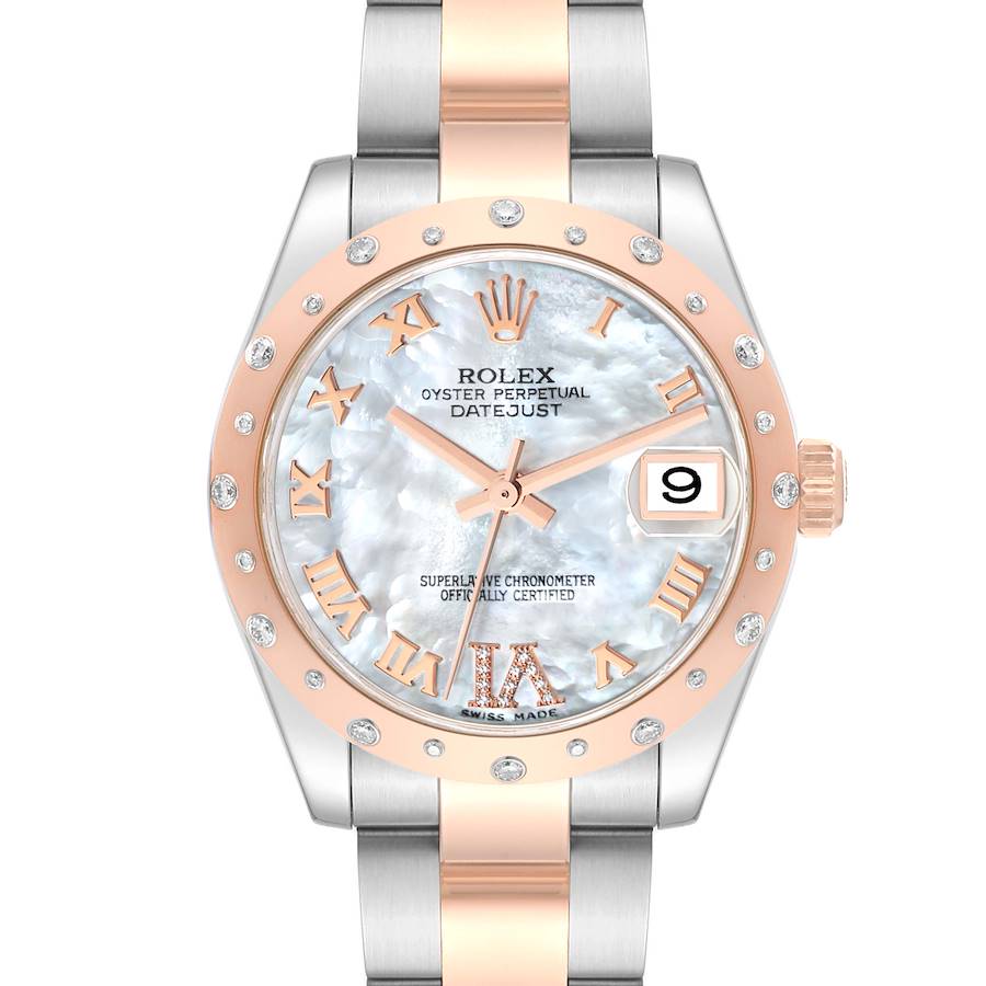Rolex Datejust 31 Midsize Steel Rose Gold Mother Of Pearl Diamond Ladies Watch 178341 SwissWatchExpo