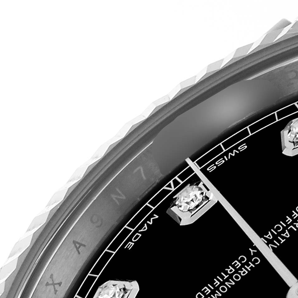 This image shows a close-up view of the bezel and part of the dial of the Rolex Datejust 41 126334 Men
s Stainless Steel Black Dial 126334 Men
s Stainless Steel Black Dial watch.
