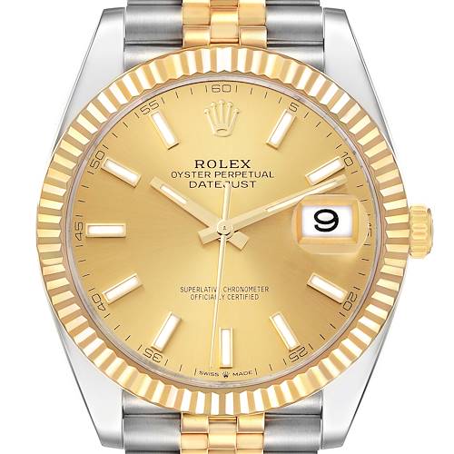 Photo of Rolex Datejust 41 Steel Yellow Gold Champagne Dial Mens Watch 126333 Box Card