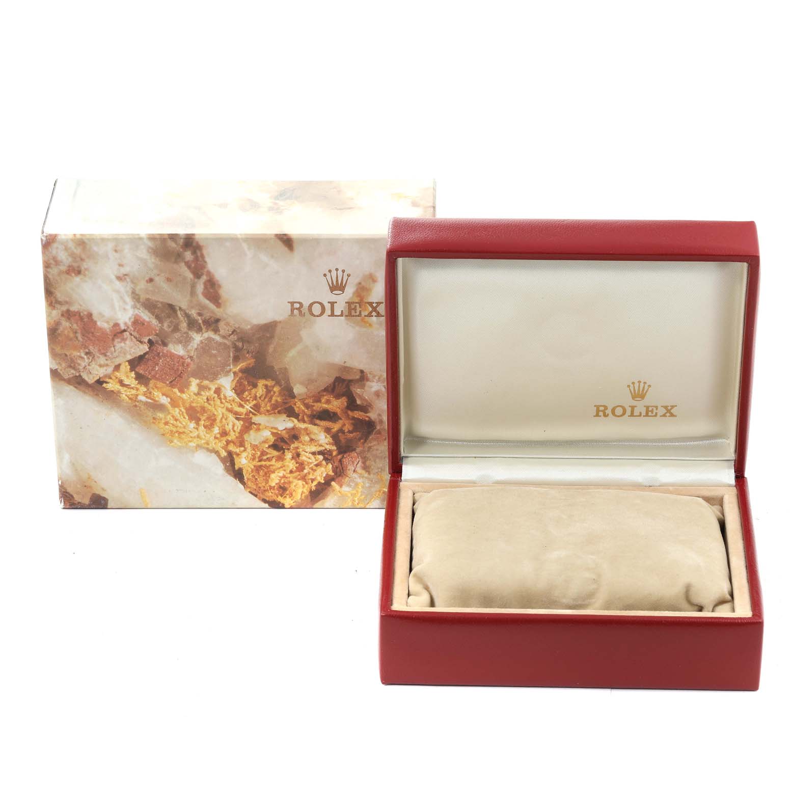 The image shows the packaging and display box for a Rolex Datejust 69173 Women's Steel and Gold (two tone) Champagne Dial 69173 Women's Steel and Gold (two tone) Champagne Dial watch, with the lid open and the cushion visible inside.