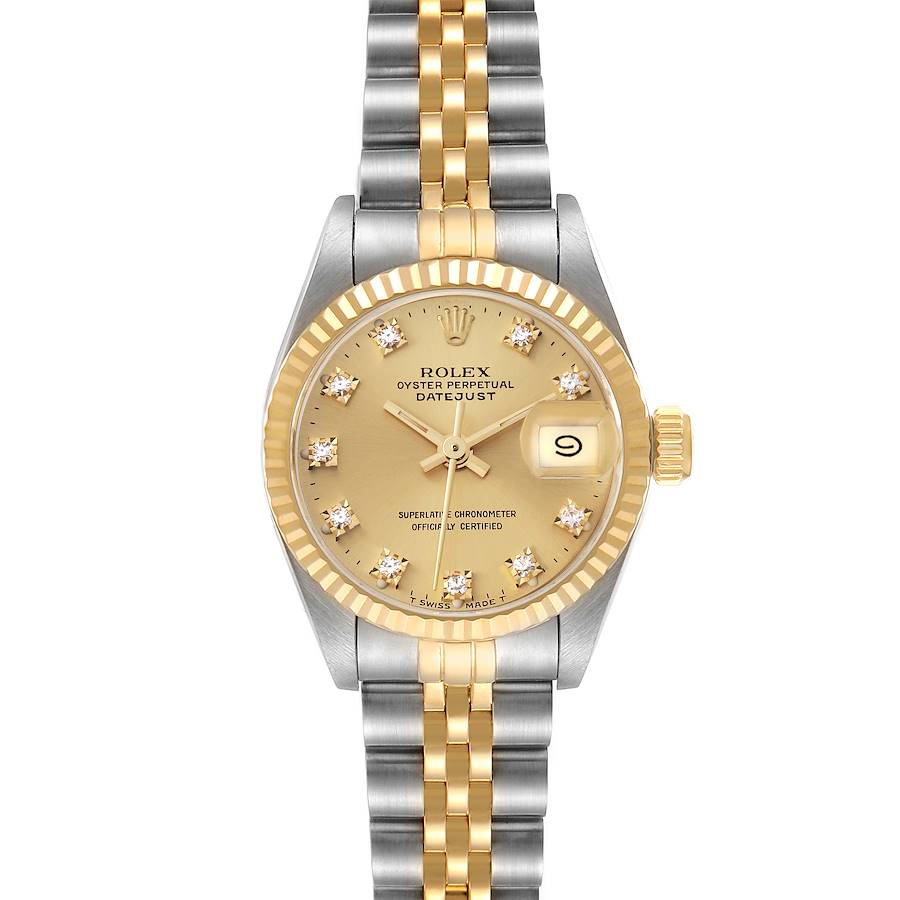 Rolex Datejust Champagne Diamond Dial Steel Yellow Gold Ladies Watch 69173 SwissWatchExpo