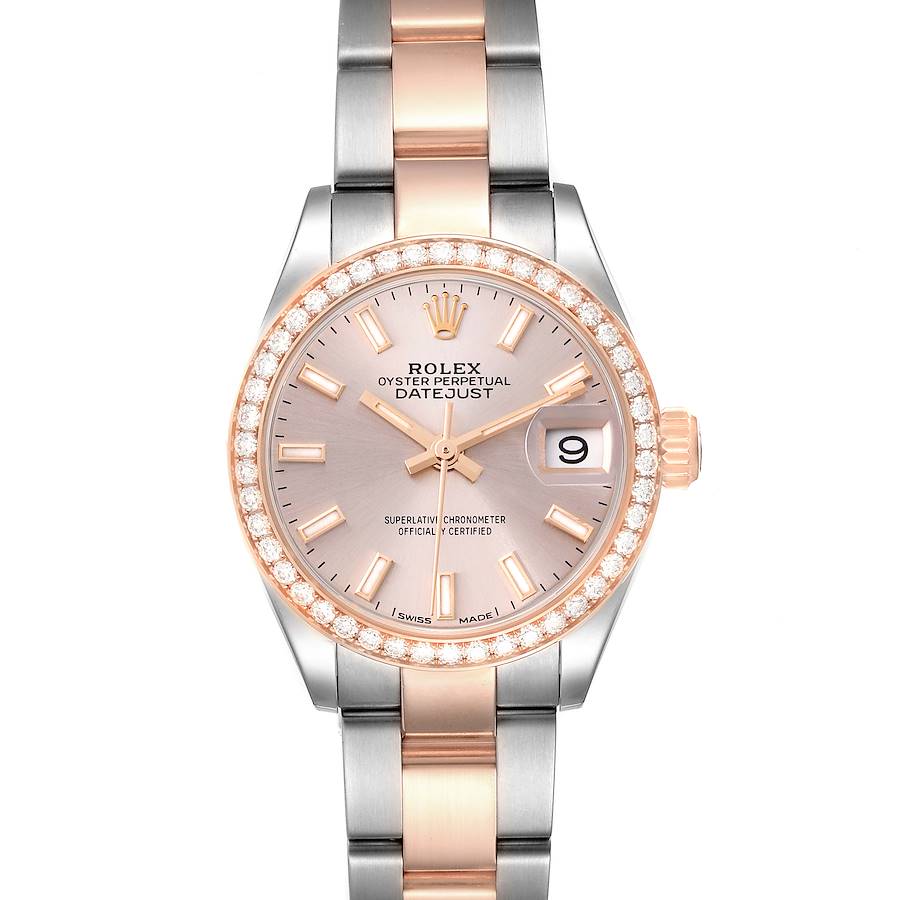 Rolex Datejust Steel Rose Gold Diamond Bezel Rose Dial Ladies Watch 279381 SwissWatchExpo
