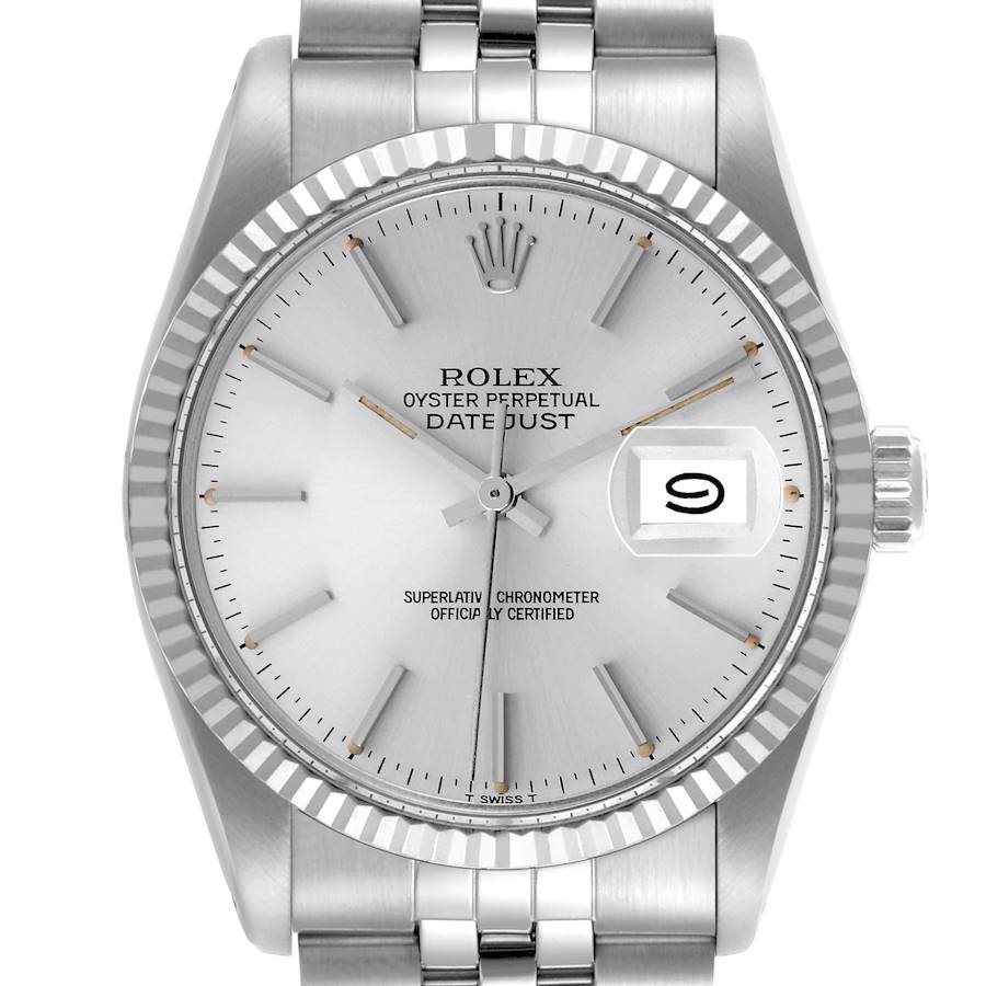 The Rolex Vintage Collection watch is shown front-facing, displaying the dial, bezel, crown, and part of the bracelet.