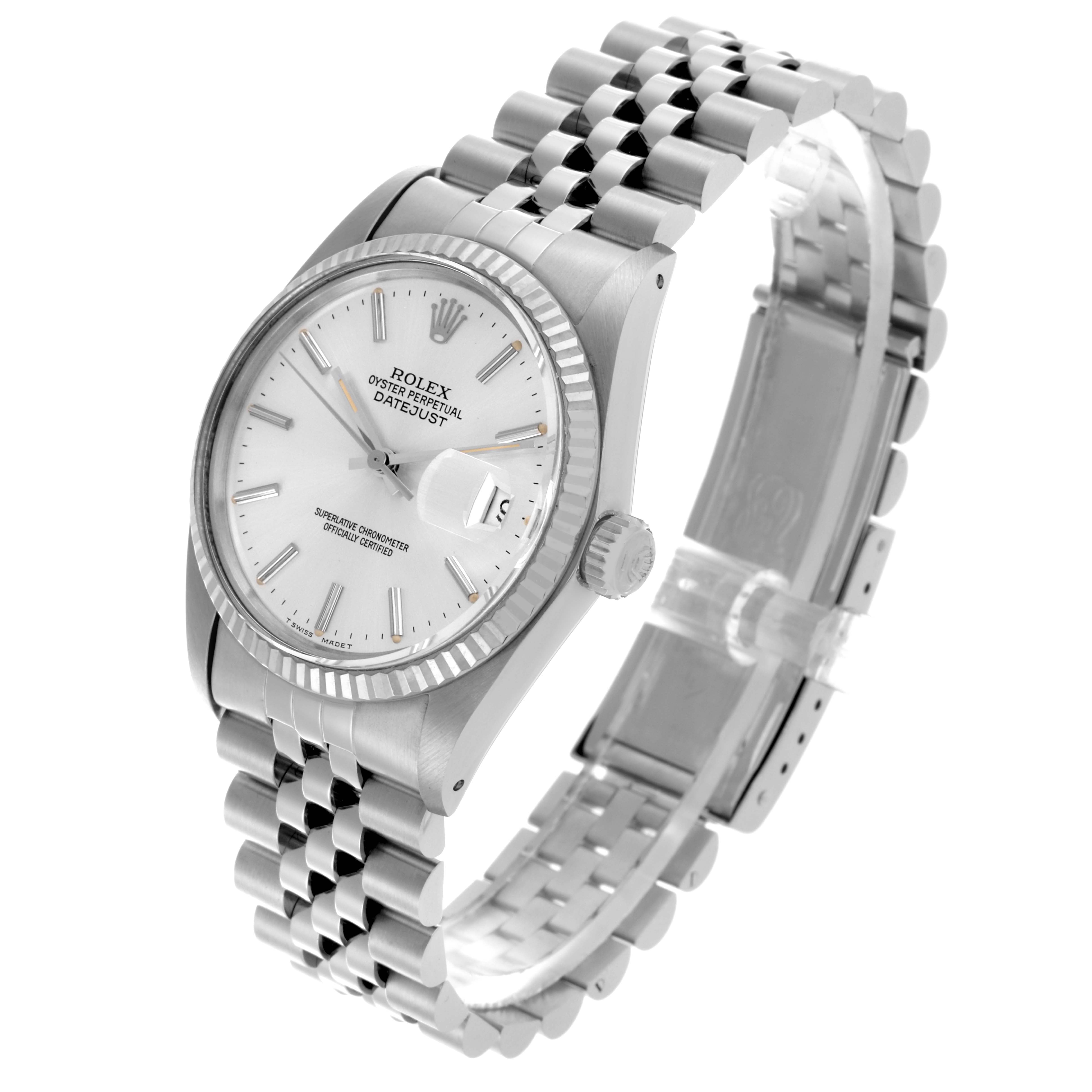 The Rolex Vintage Collection 16014 Men
s Stainless Steel Silver Dial 16014 Men
s Stainless Steel Silver Dial model is shown at an angled view, highlighting the watch face, bezel, crown, and bracelet.