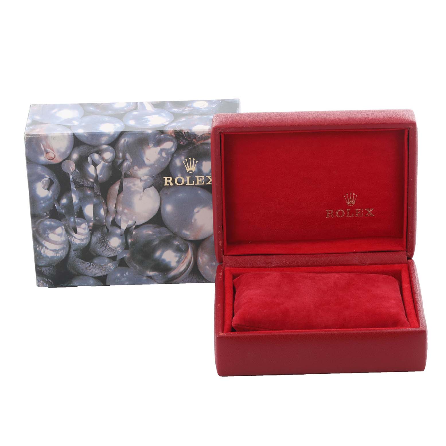 The image shows a Rolex Datejust 69173 Women's Steel and Gold (two tone) Champagne Dial 69173 Women's Steel and Gold (two tone) Champagne Dial watch box and an outer packaging, both viewed from the front.