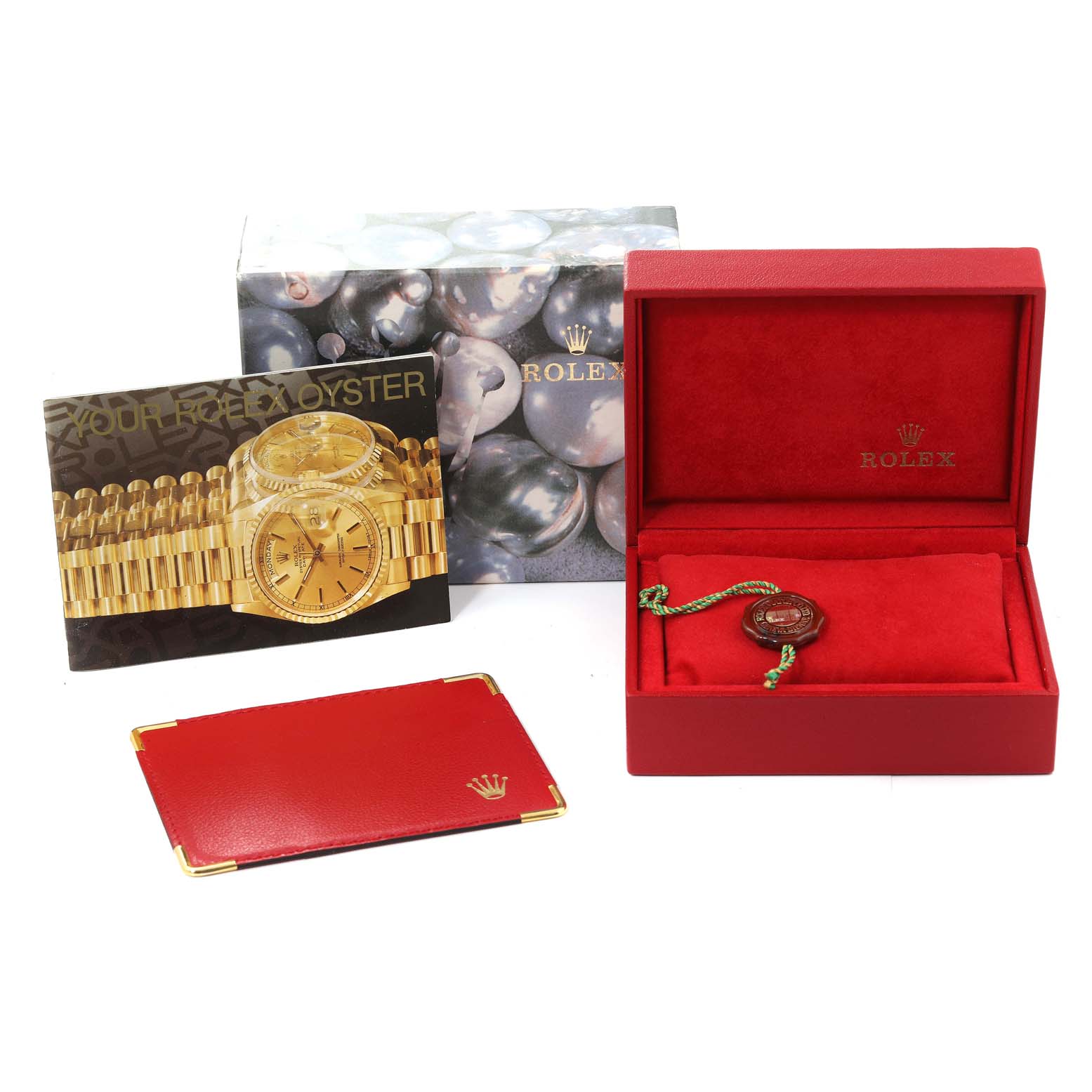 The image shows the packaging, booklet, and box of a Rolex Datejust 79173 Women's Steel and Gold (two tone) Champagne Dial 79173 Women's Steel and Gold (two tone) Champagne Dial watch, but the watch itself is not visible.