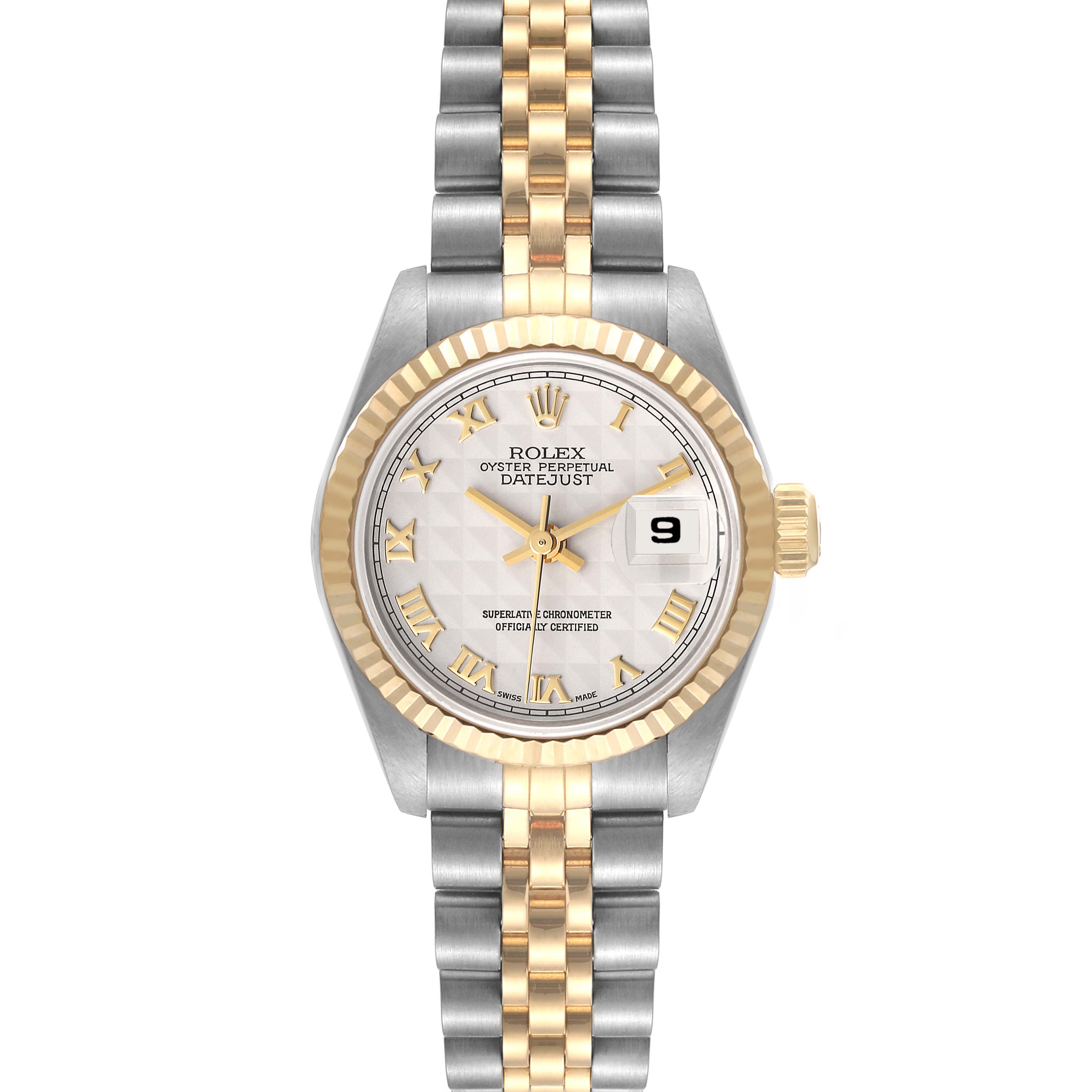 Rolex Datejust Steel Yellow Gold Ivory Pyramid Dial Ladies Watch 69173 ...