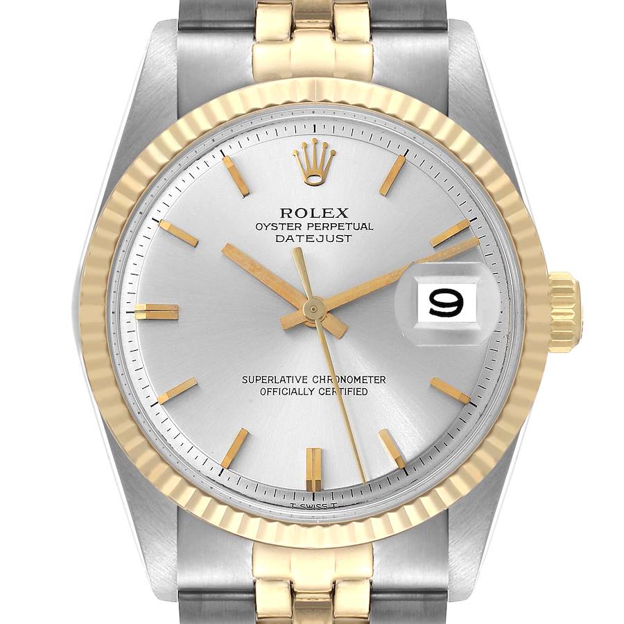 Rolex Datejust Steel Yellow Gold Silver Dial Vintage Mens Watch 1601 Box Papers SwissWatchExpo
