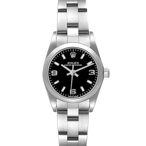 Photo of Rolex Oyster Perpetual 24mm Black Dial Steel Ladies Watch 76080