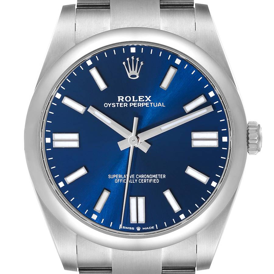 Rolex Oyster Perpetual 41mm Blue Dial Steel Mens Watch 124300 Box Card SwissWatchExpo
