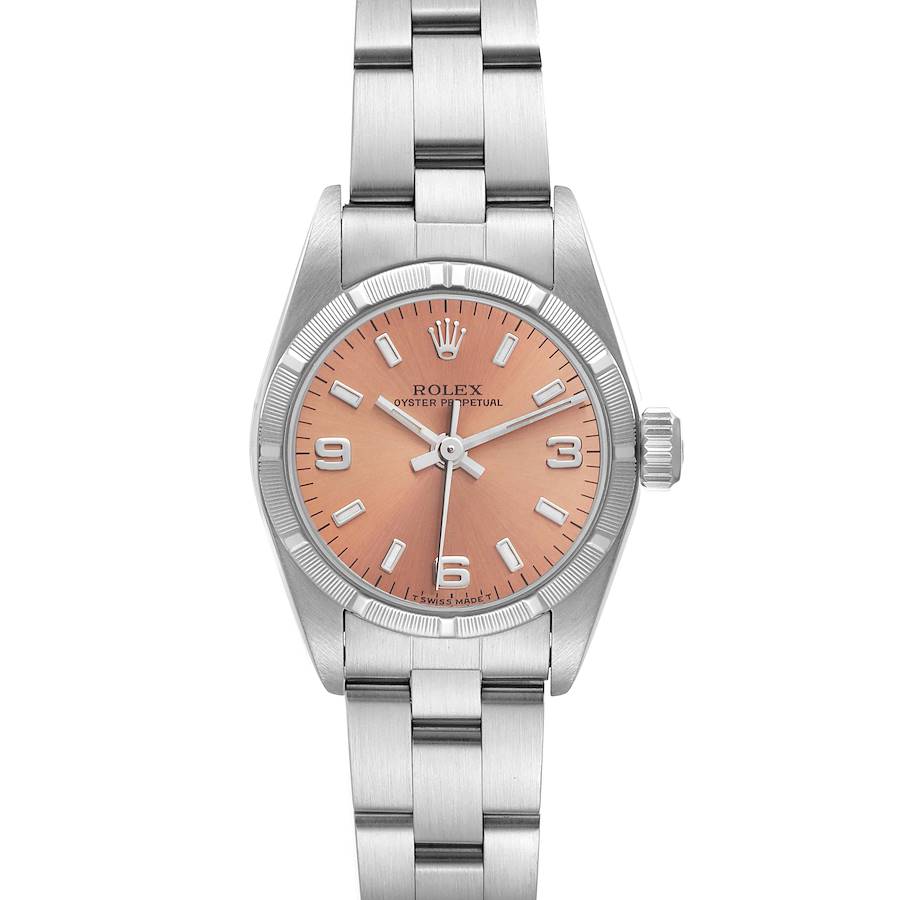 Rolex Oyster Perpetual Salmon Dial Oyster Bracelet Ladies Watch 67230 Box Papers SwissWatchExpo