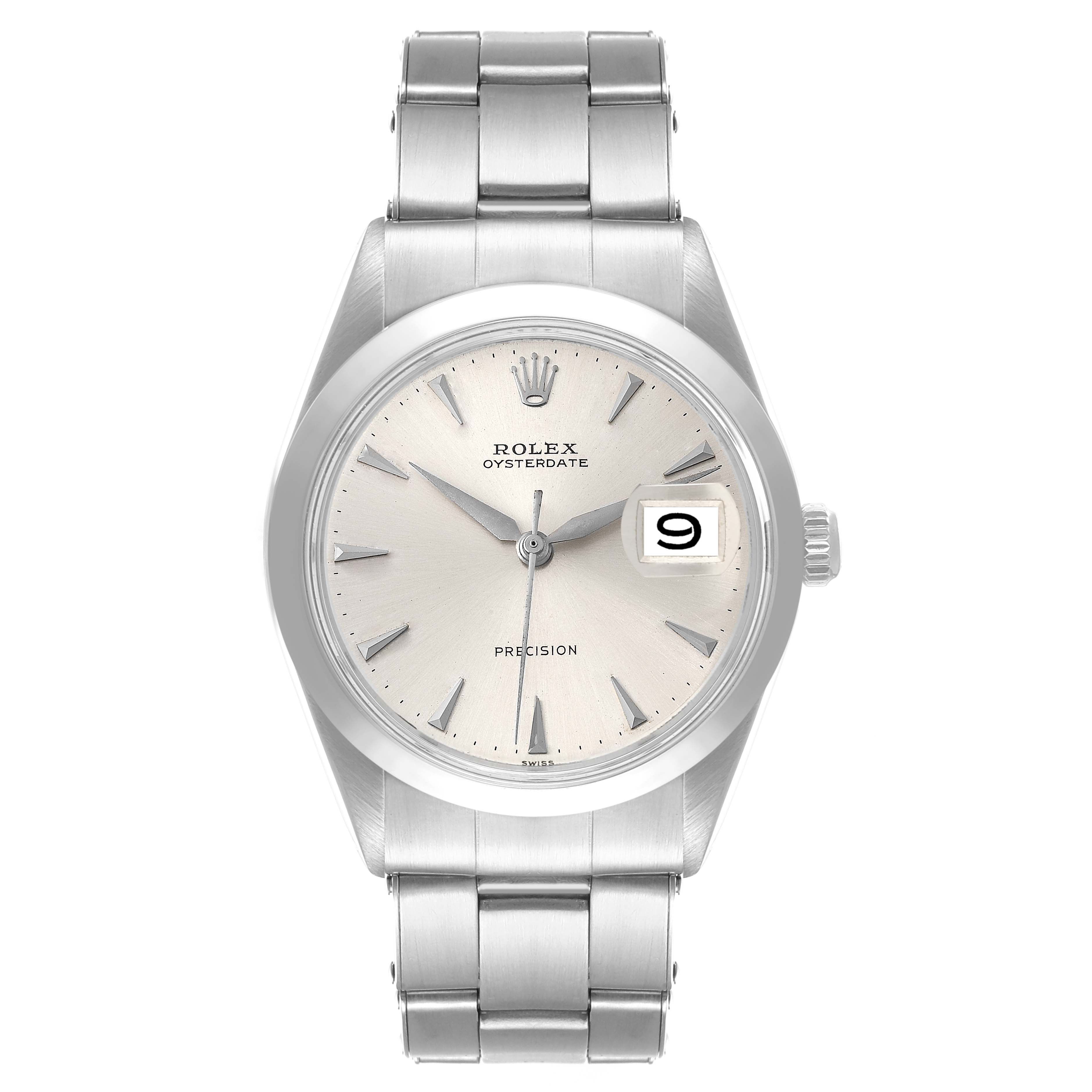 The Rolex Vintage Collection 6694 Men's Stainless Steel Silver Dial 6694 Men's Stainless Steel Silver Dial watch is shown from a front angle, showcasing its dial, hands, date window, and bracelet.