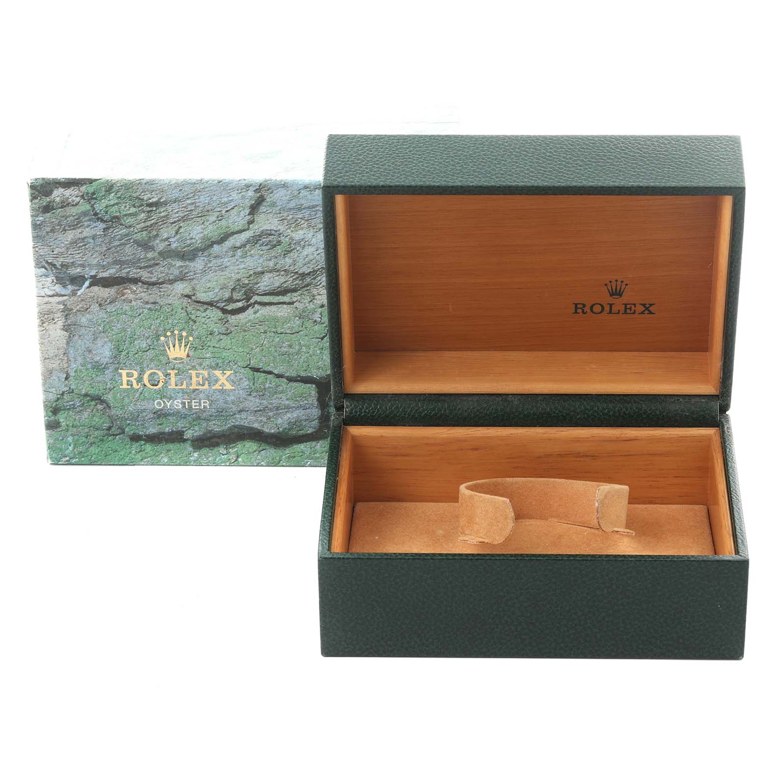 The image shows an open Rolex Sea-Dweller 16600T Men's Stainless Steel Black Dial 16600T Men's Stainless Steel Black Dial watch box with the outer packaging, angled to display the interior and branding.