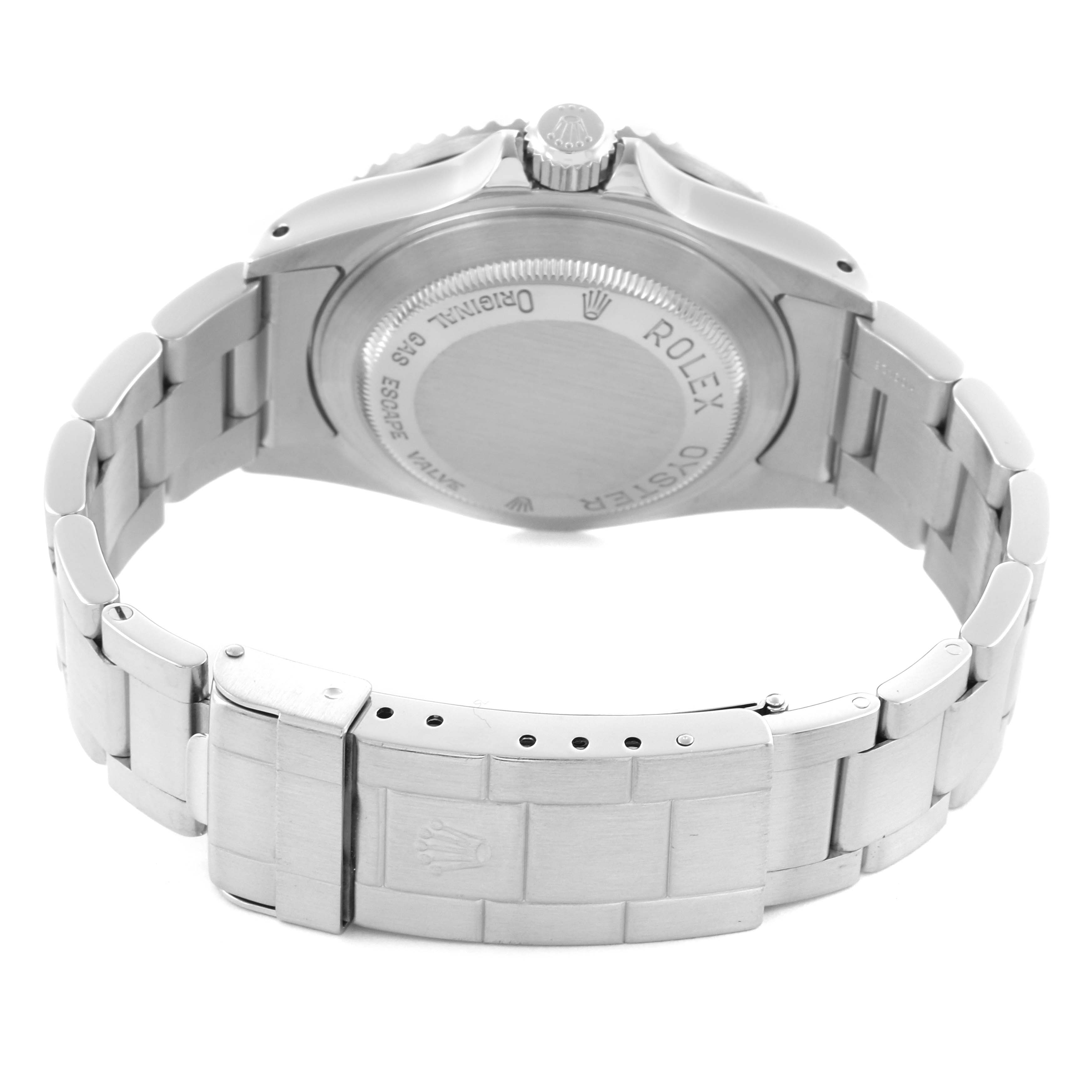 The image shows the back and bracelet of the Rolex Sea-Dweller 16600T Men's Stainless Steel Black Dial 16600T Men's Stainless Steel Black Dial, highlighting the clasp and case back details.