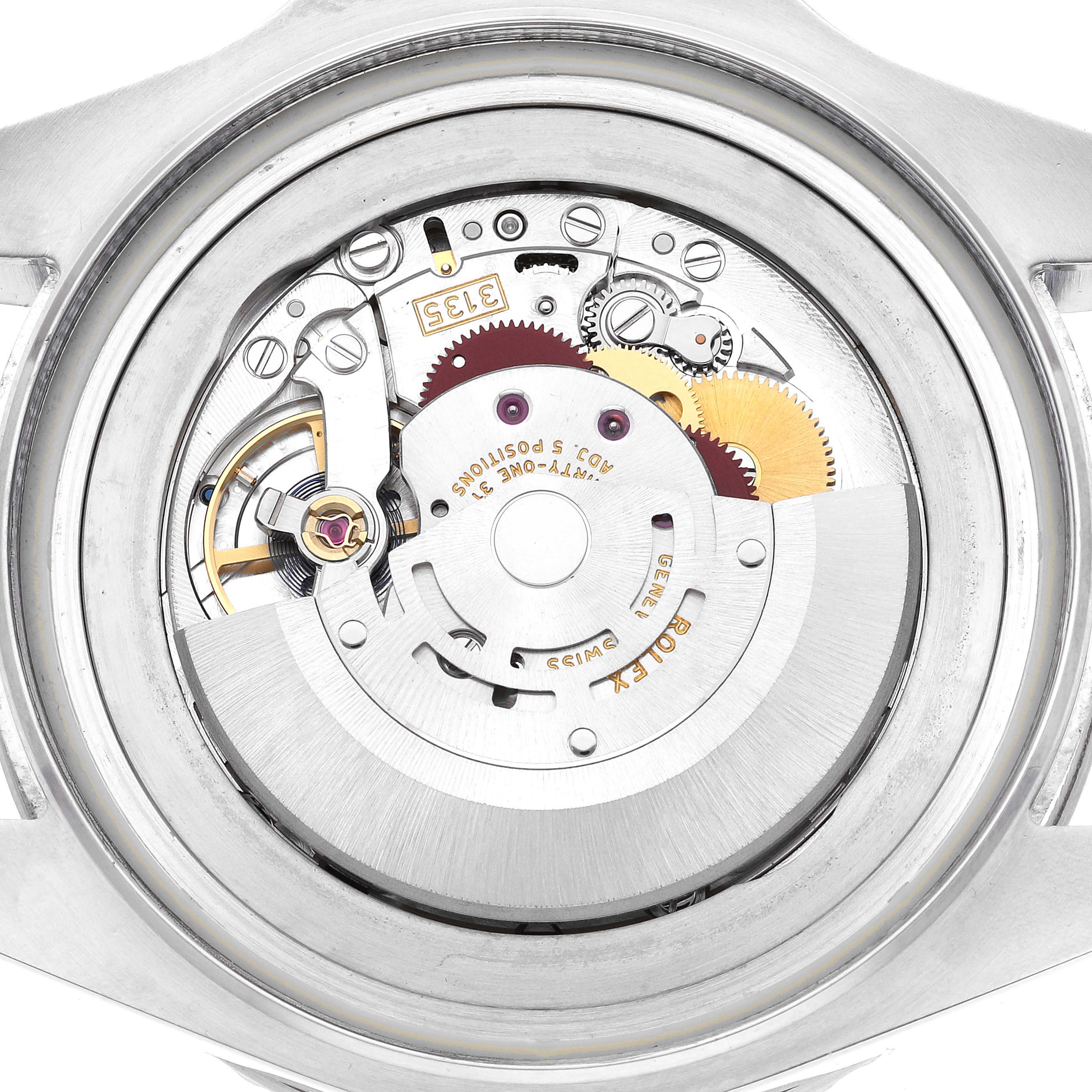 This is an interior view of the Rolex Sea-Dweller 116660 Men's Stainless Steel Black Dial 116660 Men's Stainless Steel Black Dial watch, showcasing its intricate mechanical movement parts.