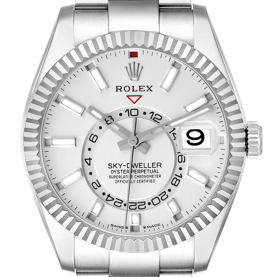 Rolex Sky-Dweller Steel White Gold Mens Watch 336934 Box Card SwissWatchExpo