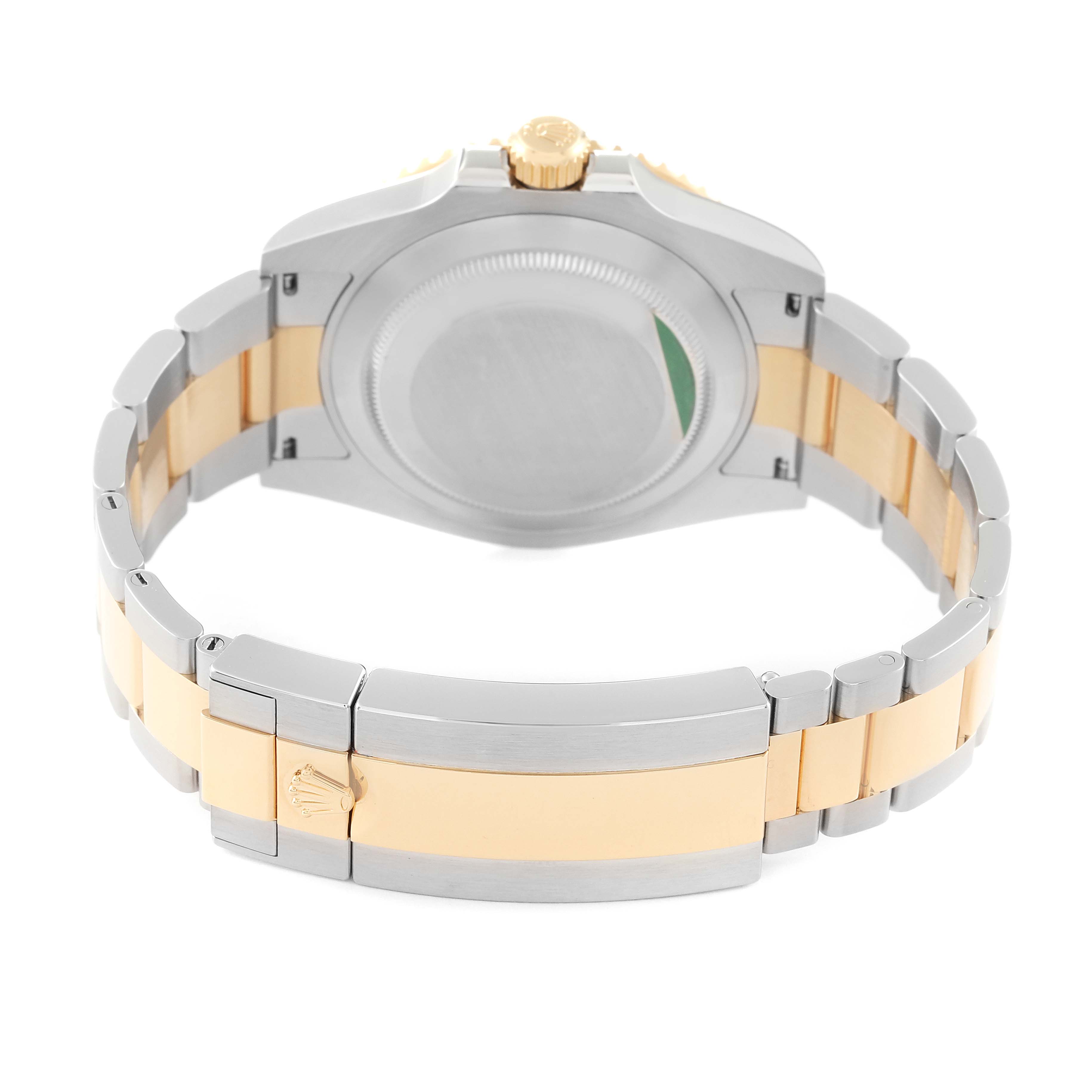 The image shows the back and bracelet of a Rolex Submariner 126613LN Men's Steel and Gold (two tone) Black Dial 126613LN Men's Steel and Gold (two tone) Black Dial watch, highlighting the two-tone metal finish and clasp.