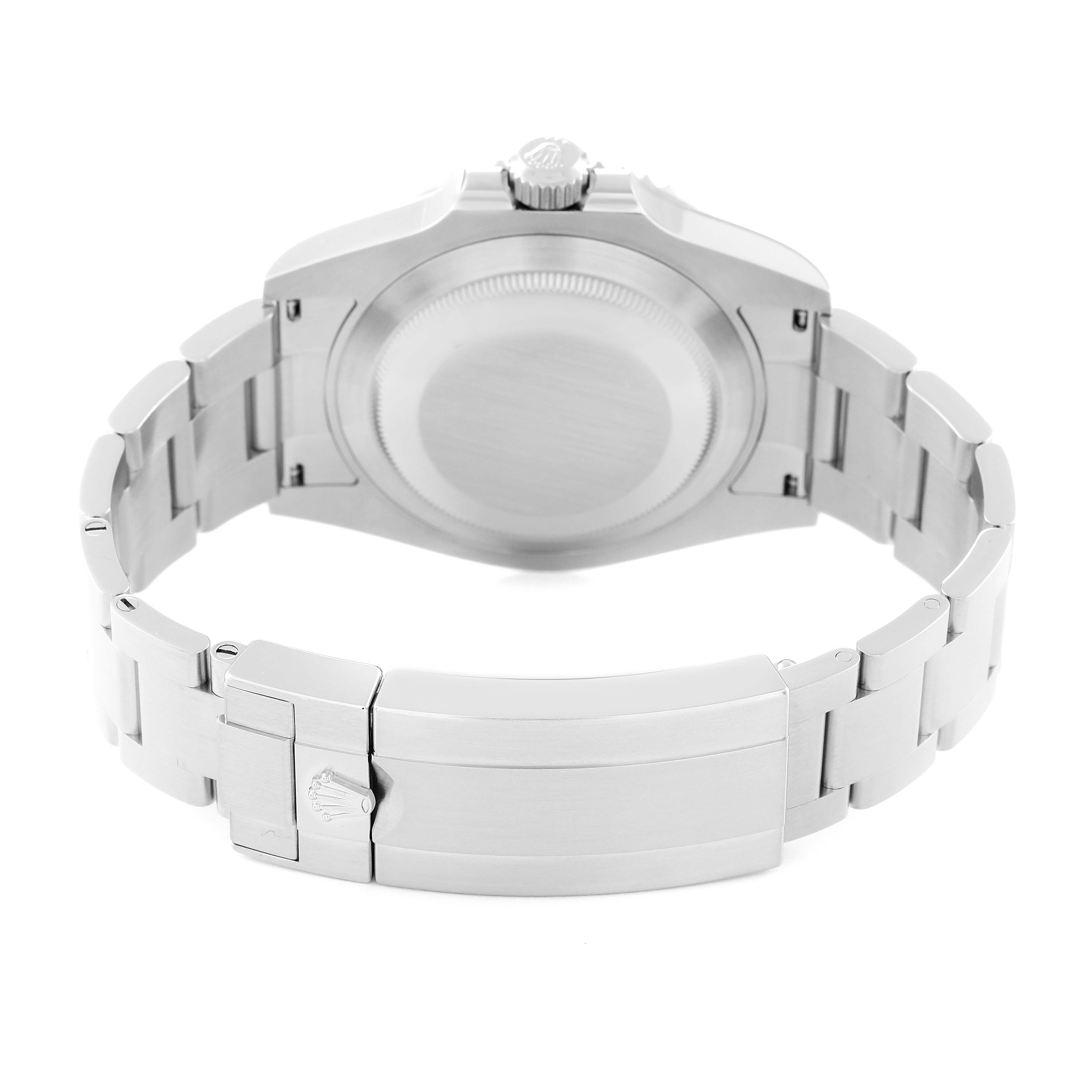 The image shows the case back and bracelet of a Rolex Submariner 126610LN Men
s Stainless Steel Black Dial 126610LN Men
s Stainless Steel Black Dial watch from a rear-facing angle.