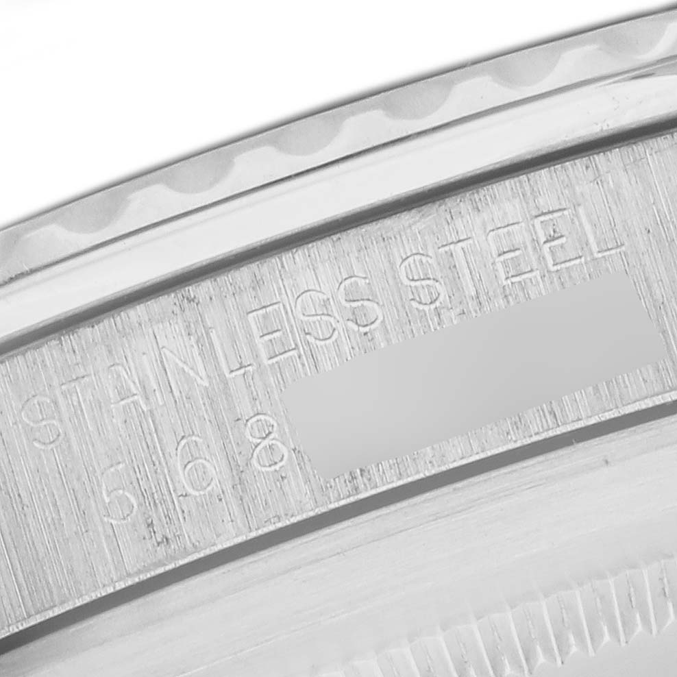 The image shows a close-up of the case side engraving for the Rolex Submariner 5513 Men's Stainless Steel Black Dial 5513 Men's Stainless Steel Black Dial, highlighting the "STAINLESS STEEL" text.