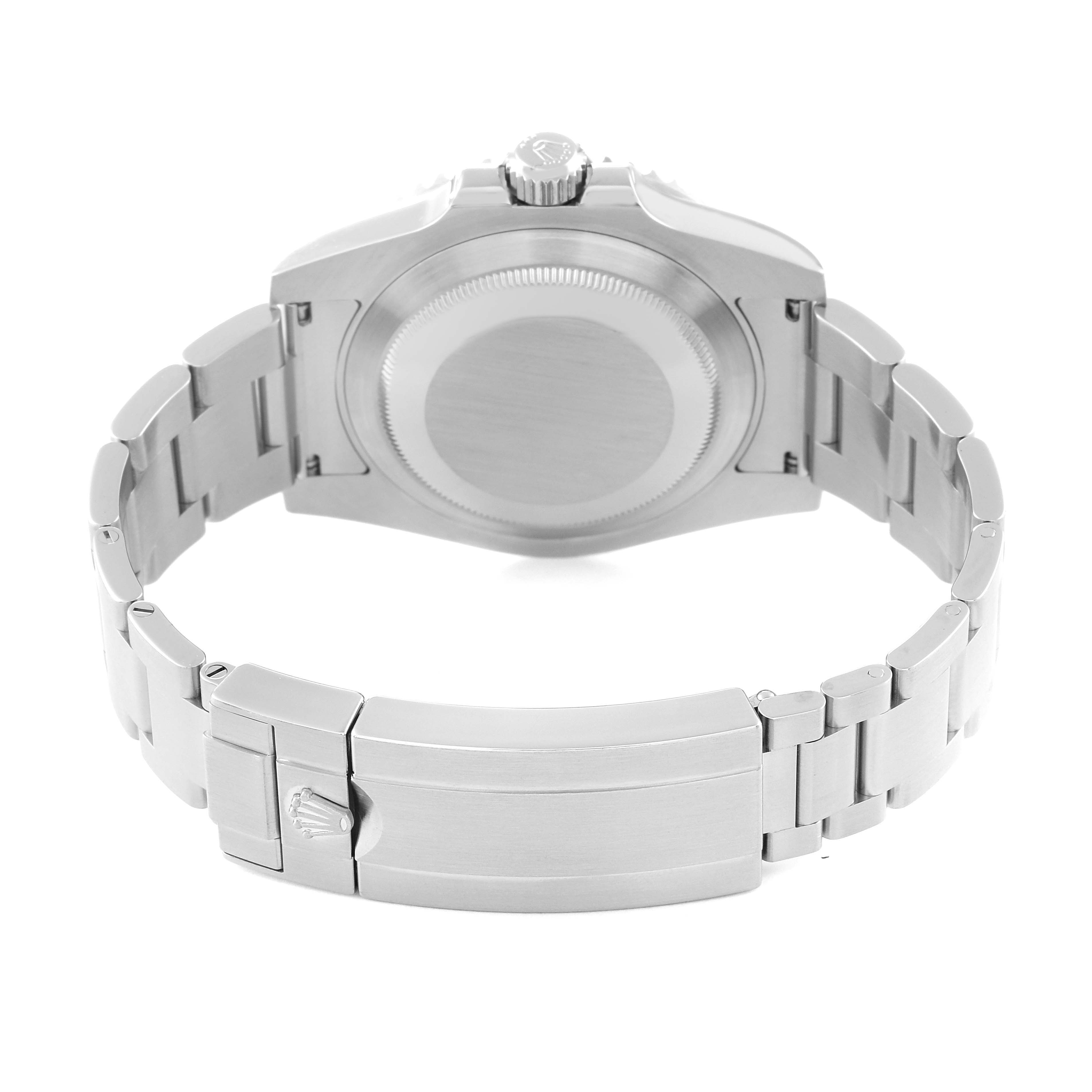 The image shows the back case and bracelet of a Rolex Submariner 116610LV Men's Stainless Steel Green Dial 116610LV Men's Stainless Steel Green Dial watch, displayed from the rear angle.