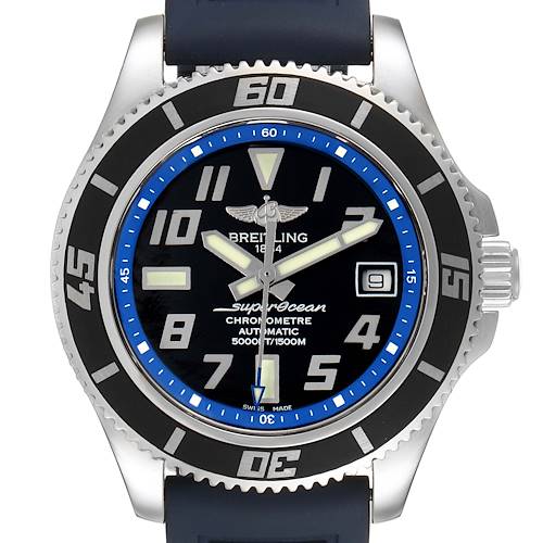 Photo of Breitling Superocean 42 Abyss Black Blue Dial Steel Mens Watch A17364 Box Papers
