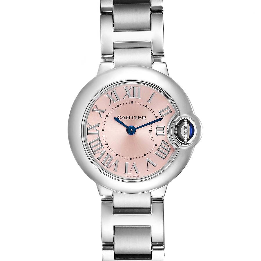Cartier Ballon Bleu Pink Dial 28mm Steel Ladies Watch W6920038 Unworn SwissWatchExpo