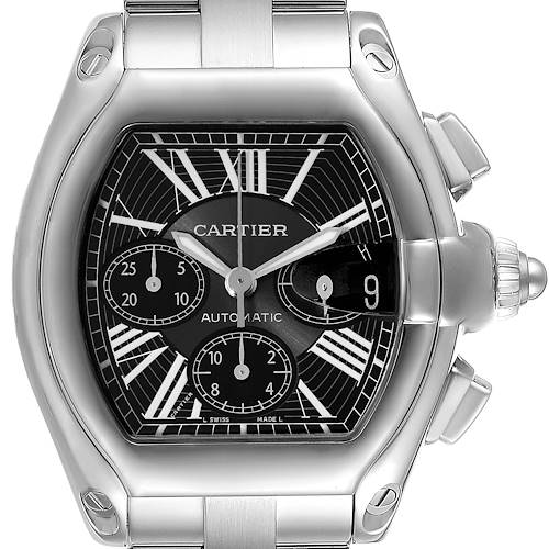Photo of Cartier Roadster XL Chronograph Black Dial Steel Mens Watch W62020X6