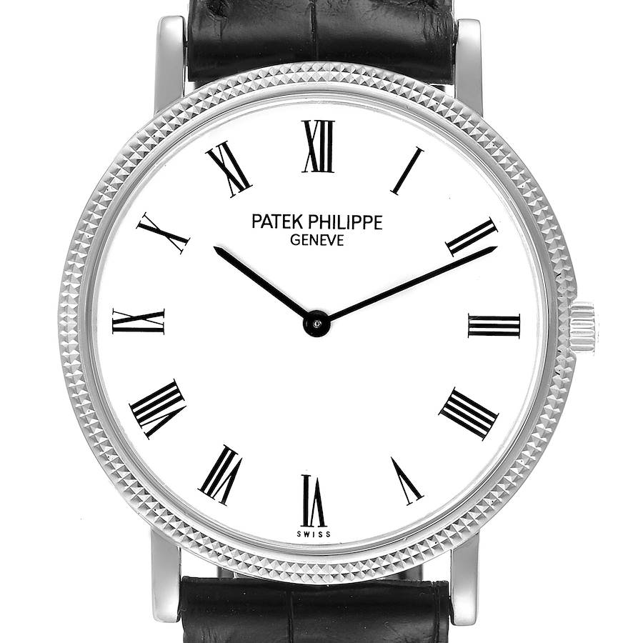 Patek Philippe Calatrava White Gold Automatic Mens Watch 5120 Papers SwissWatchExpo