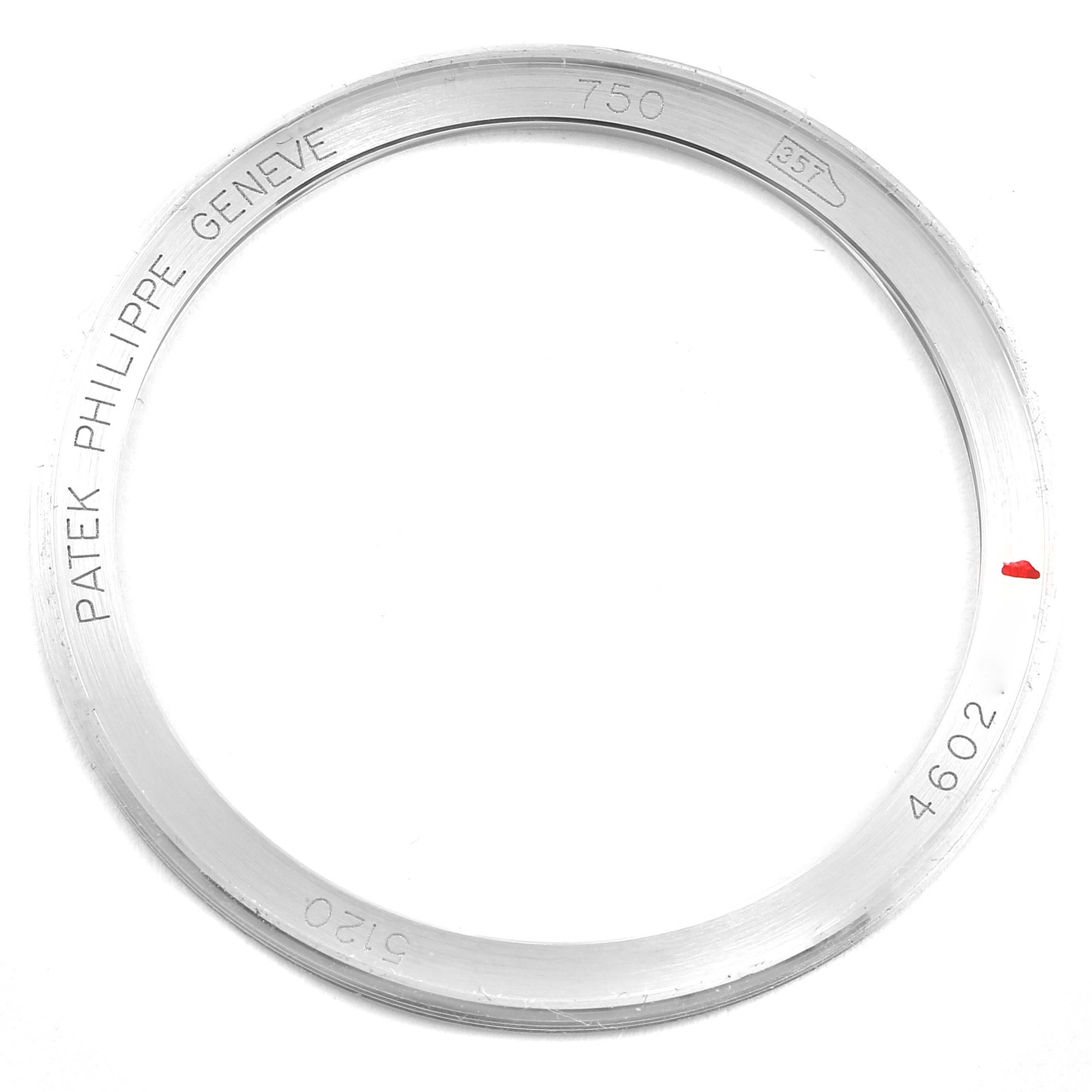 The image shows a top view of the bezel for a Patek Philippe Calatrava 5120G Men's White Gold White Dial 5120G Men's White Gold White Dial watch.